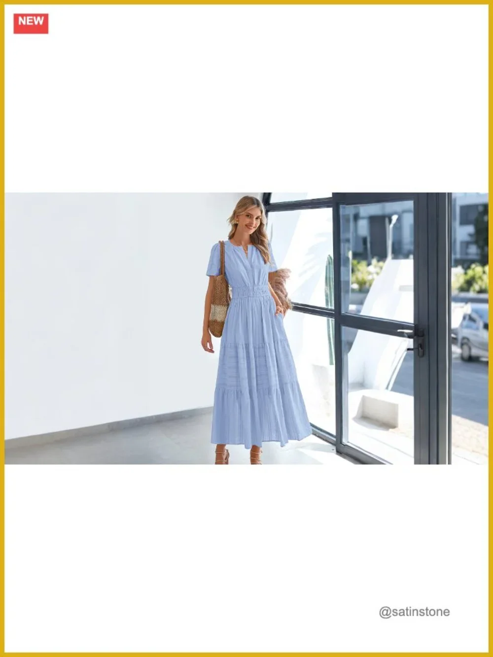 Women's Summer Maxi Dress Short Sleeve V Neck Tiered Ruffle Boho